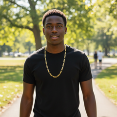 8 MM/30" FIGARO LINK CHAIN NECKLACE SLIM 14K REAL GOLD FILLED