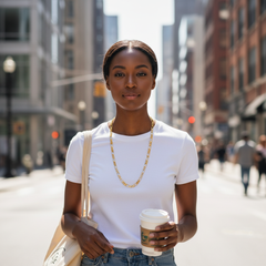 8 MM/30" FIGARO LINK CHAIN NECKLACE SLIM 14K REAL GOLD FILLED