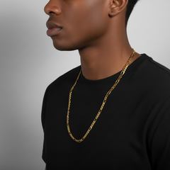 6 MM/30" FIGARO LINK CHAIN NECKLACE SLIM 14K REAL GOLD FILLED