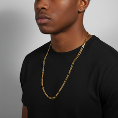 6 MM/30" FIGARO LINK CHAIN NECKLACE SLIM 14K REAL GOLD FILLED