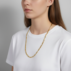 6 MM/30" FIGARO LINK CHAIN NECKLACE SLIM 14K REAL GOLD FILLED