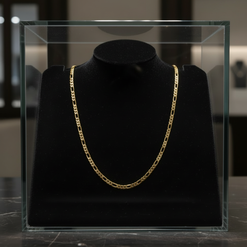 6 MM/30" FIGARO LINK CHAIN NECKLACE SLIM 14K REAL GOLD FILLED