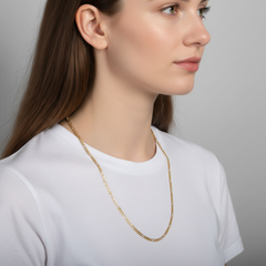 4 MM/30" FIGARO LINK CHAIN NECKLACE SLIM 14K REAL GOLD FILLED