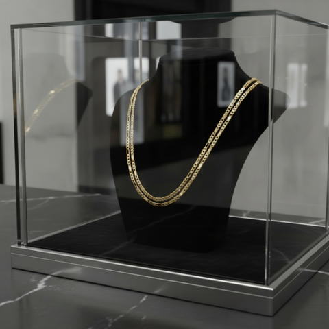 4 MM/30" FIGARO LINK CHAIN NECKLACE SLIM 14K REAL GOLD FILLED