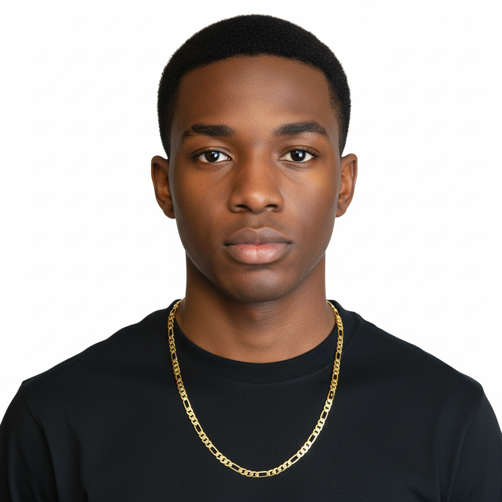 Frosted 6 MM/24" FIGARO LINK CHAIN NECKLACE SLIM 14K REAL GOLD FILLED