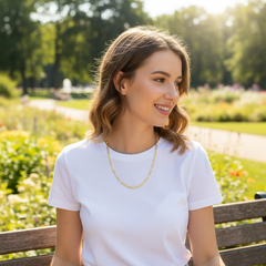 Frosted 6 MM/24" FIGARO LINK CHAIN NECKLACE SLIM 14K REAL GOLD FILLED