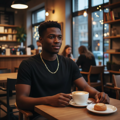 FROSTED 7 MM/24" FIGARO LINK CHAIN NECKLACE 14K REAL GOLD FILLED