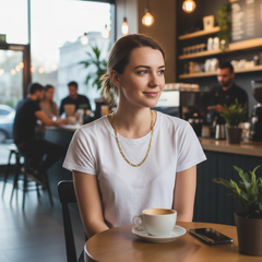 FROSTED 7 MM/24" FIGARO LINK CHAIN NECKLACE 14K REAL GOLD FILLED