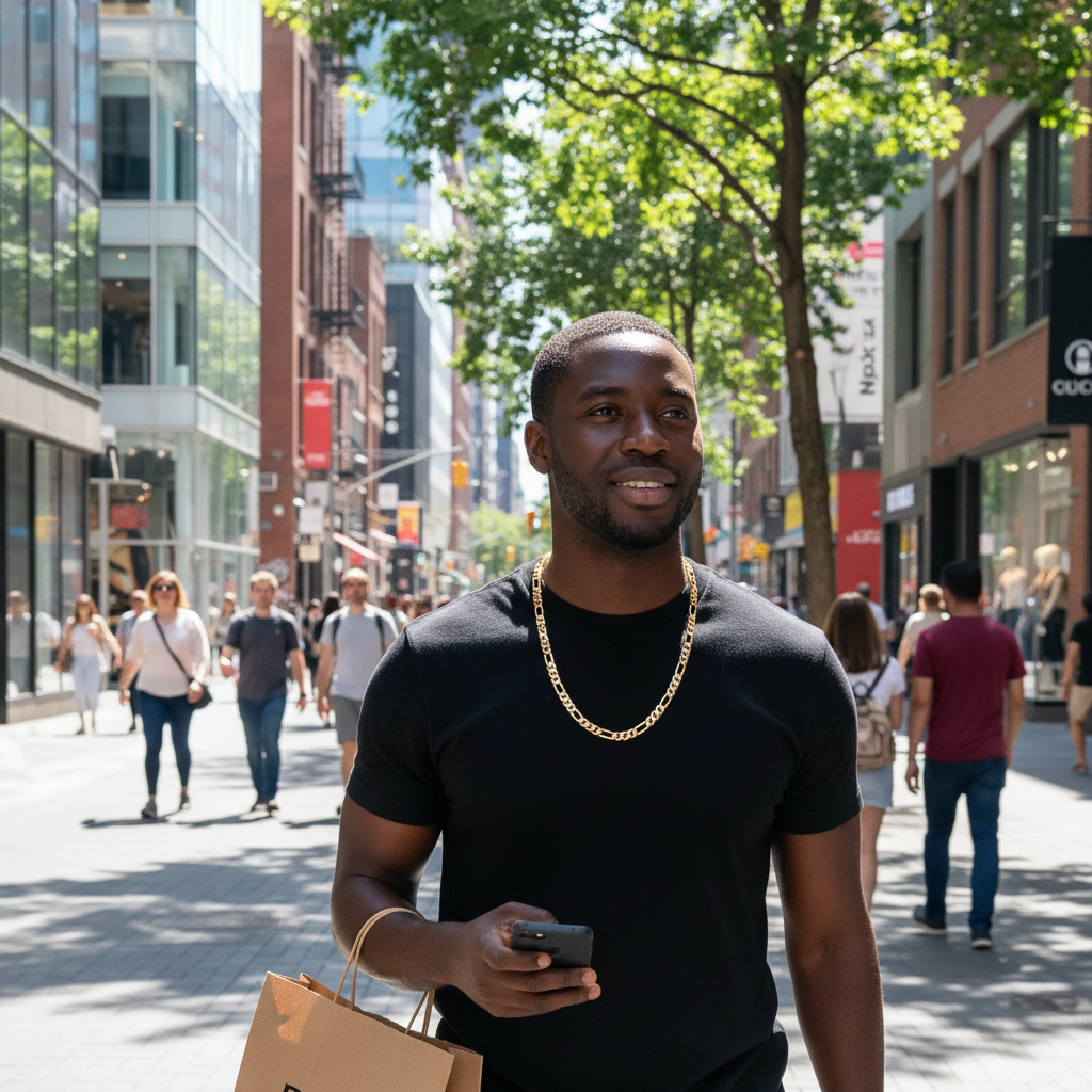 FROSTED 8 MM/24" FIGARO LINK CHAIN NECKLACE 14K REAL GOLD FILLED
