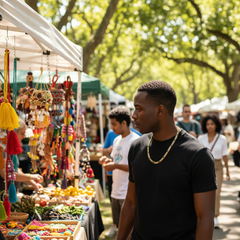 FROSTED 8 MM/24" FIGARO LINK CHAIN NECKLACE 14K REAL GOLD FILLED