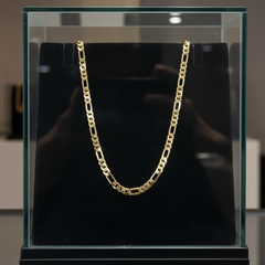 FROSTED 8 MM/24" FIGARO LINK CHAIN NECKLACE 14K REAL GOLD FILLED