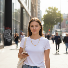 FROSTED 8 MM/24" FIGARO LINK CHAIN NECKLACE 14K REAL GOLD FILLED