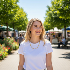 FROSTED 8 MM/24" FIGARO LINK CHAIN NECKLACE 14K REAL GOLD FILLED