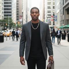 Silver Fillec 5mm-12mm/24" FIGARO LINK CHAIN NECKLACE