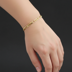 5MM/8"INCHES WIDE 14K GOLD FINISH FIGARO LINK BRACELET