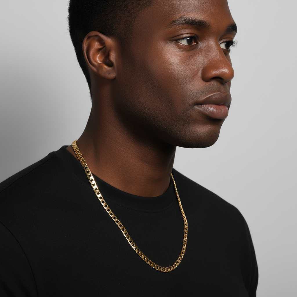 7mm 24" Flat Cuban Chain Necklace