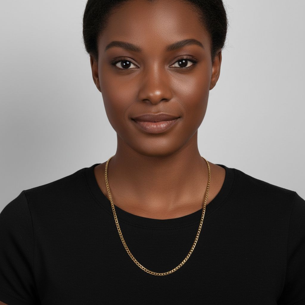 4mm 24" Flat Cuban Chain Necklace