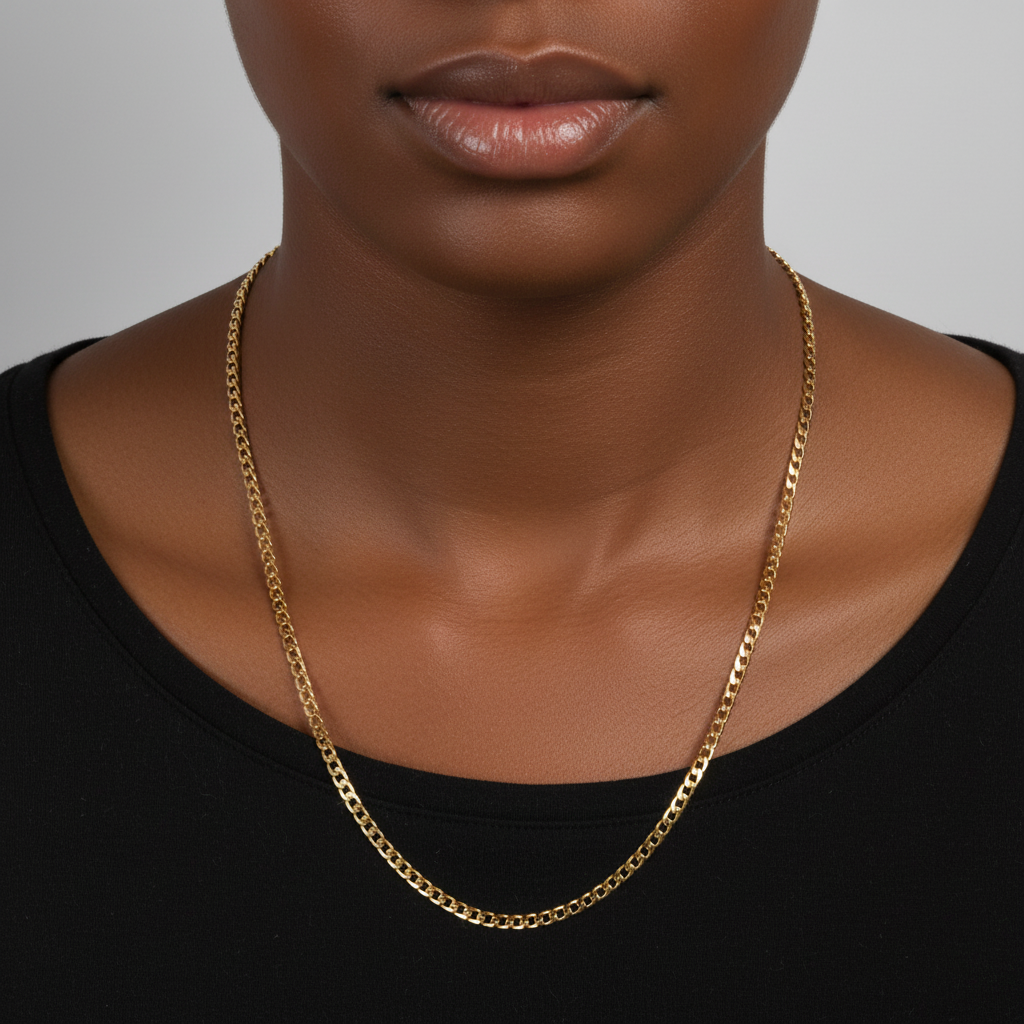 4mm 24" Flat Cuban Chain Necklace