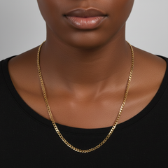 4mm 24" Flat Cuban Chain Necklace
