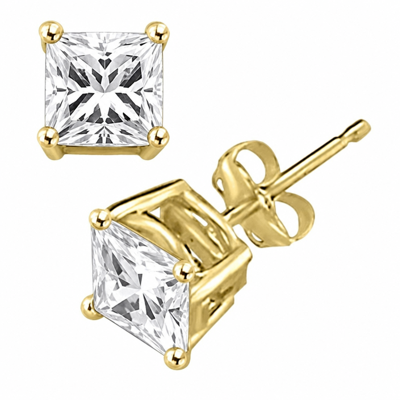 Gold Cz Square Cubic 6pcsBlingkingstar Gold-Plated Square CZ Stud Earrings – 3MM–10MM AAA Cubic Zirconia, Double-Prong Basket Setting, Butterfly Backing, Diamond-Look Fashion Earrings for Men & Women
