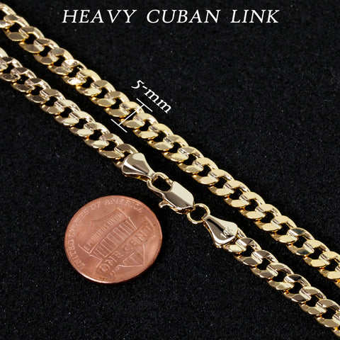 Gold 5mm Cuban Link Choker Chain 20" / 14K Gold Plated