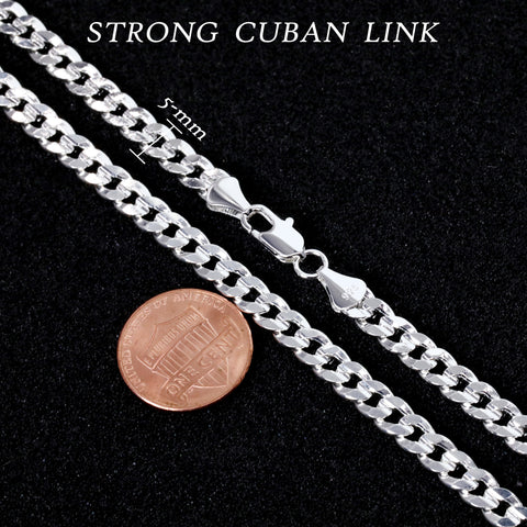 5mm Cuban Link Choker Chain 22" / 925 Silver Plated