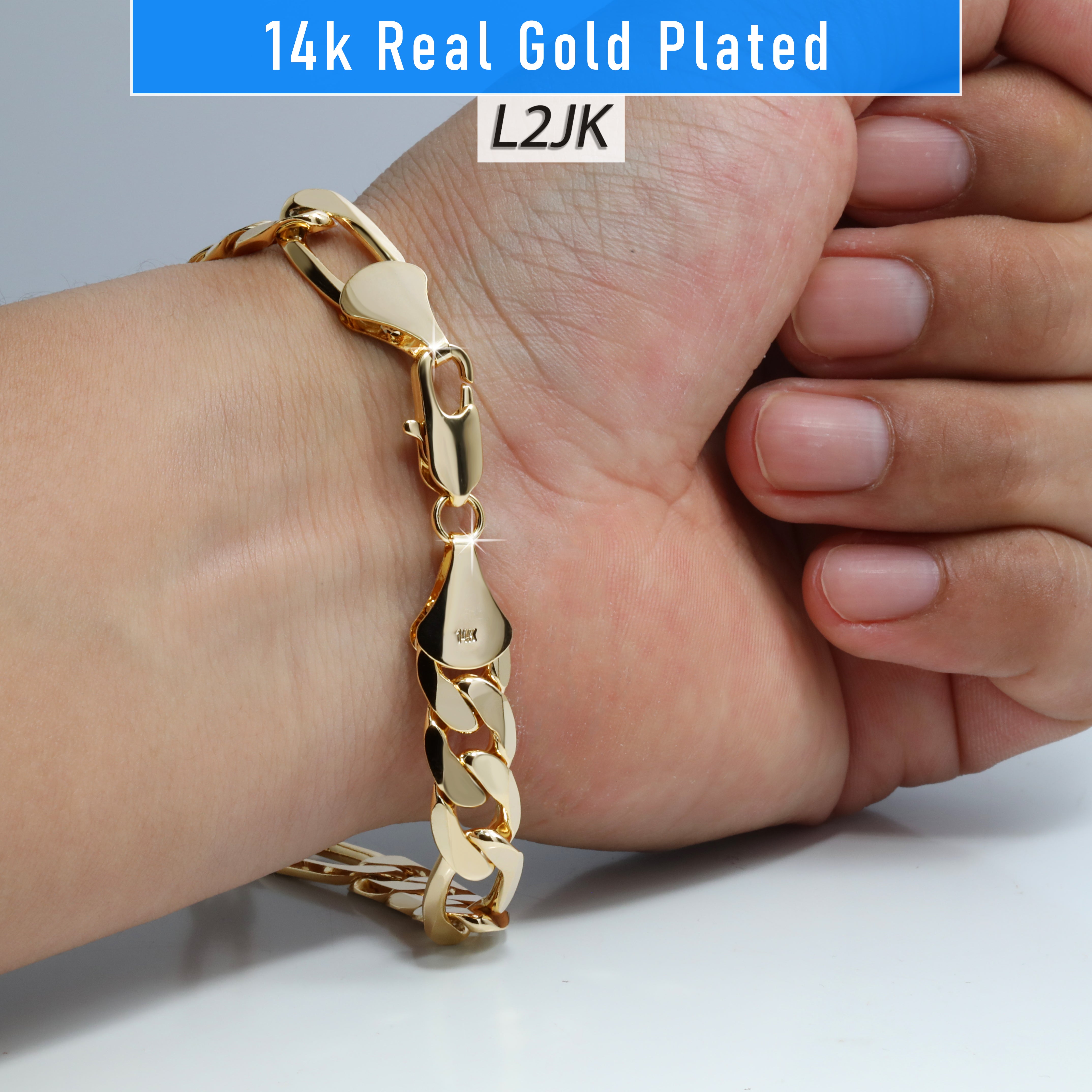 10MM/9" FIGAROM BRACELET – Heavy, Bold, Statement Piece 14k STAMPED