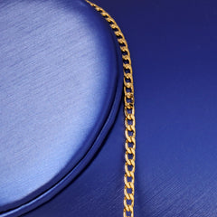 Curved 3.5mm Gold Cuban Link Choker Chain 20" / 14K Gold Plated