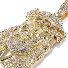14k Tear Jesus Piece Necklace | 10mm Rope Chain Gold Plated