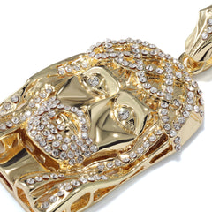 Jesus Piece Fully Iced Beard | 14K Rope Necklace Gold Plated 10mm