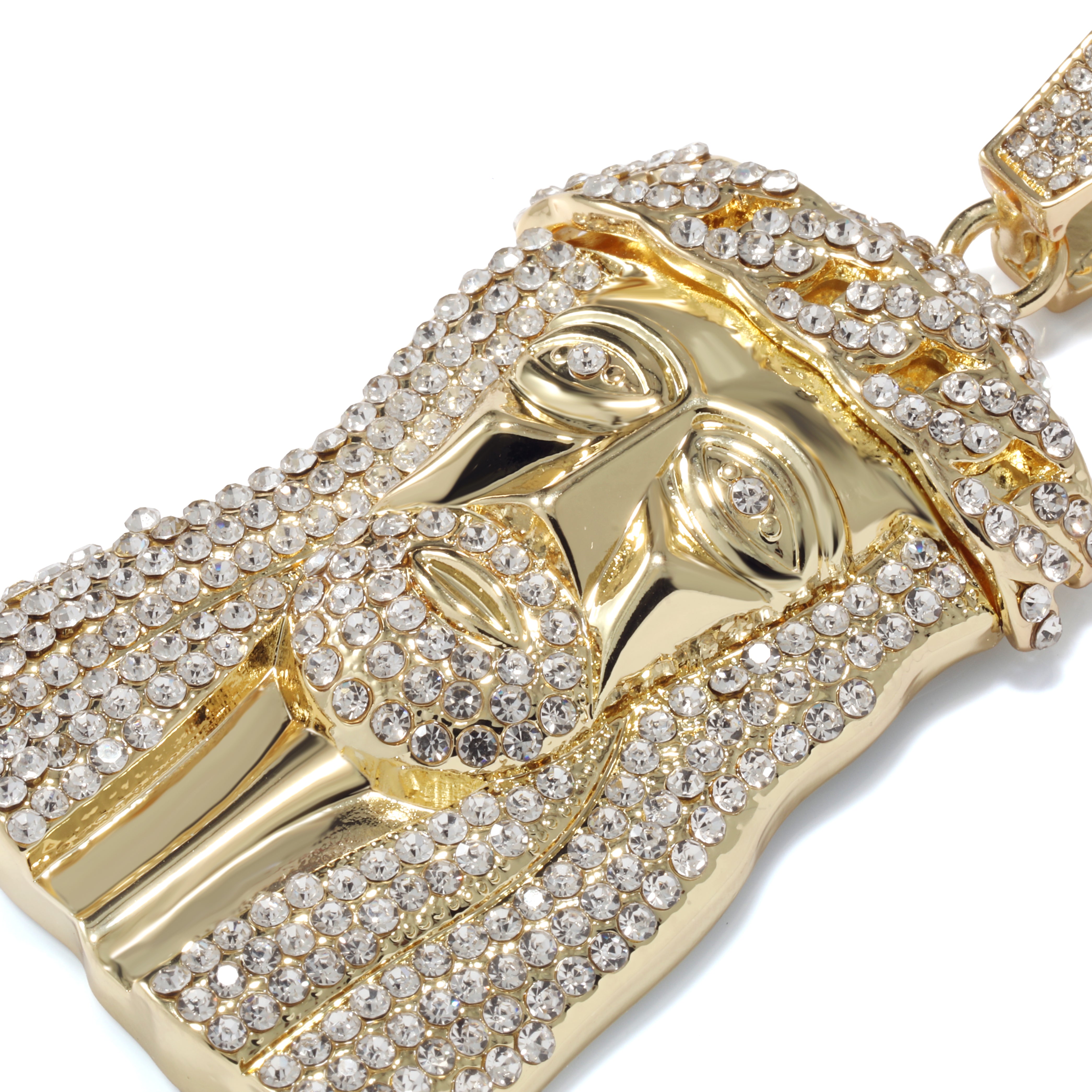 Jesus Piece Fully Iced Cuban Crown | 10mm Rope Necklace Gold Plated