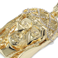 Crowned Jesus Piece Fully Iced | 10mm Rope Necklace Gold Plated