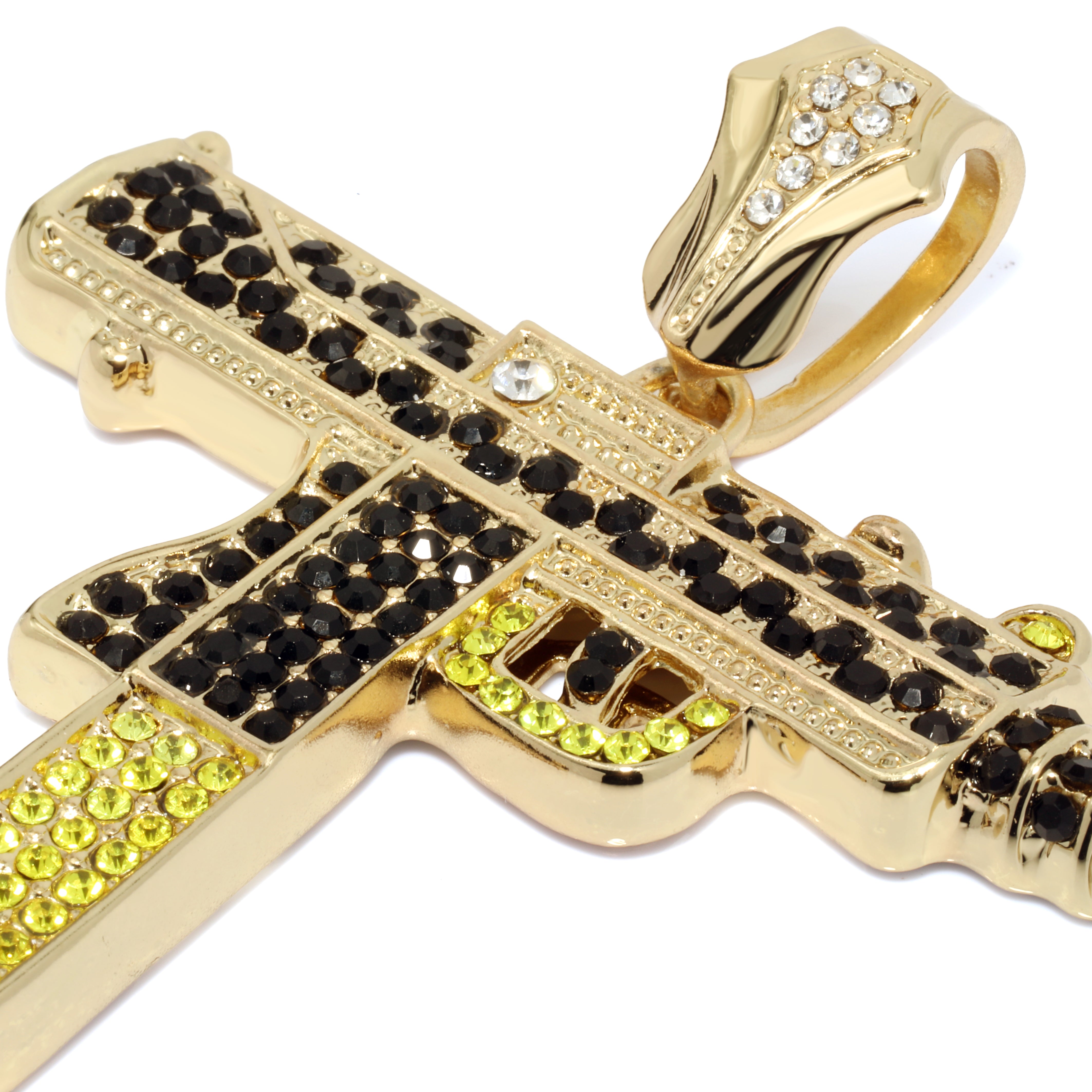 Two Tone Iced Uzi | 14K Rope Necklace Gold Plated 10mm