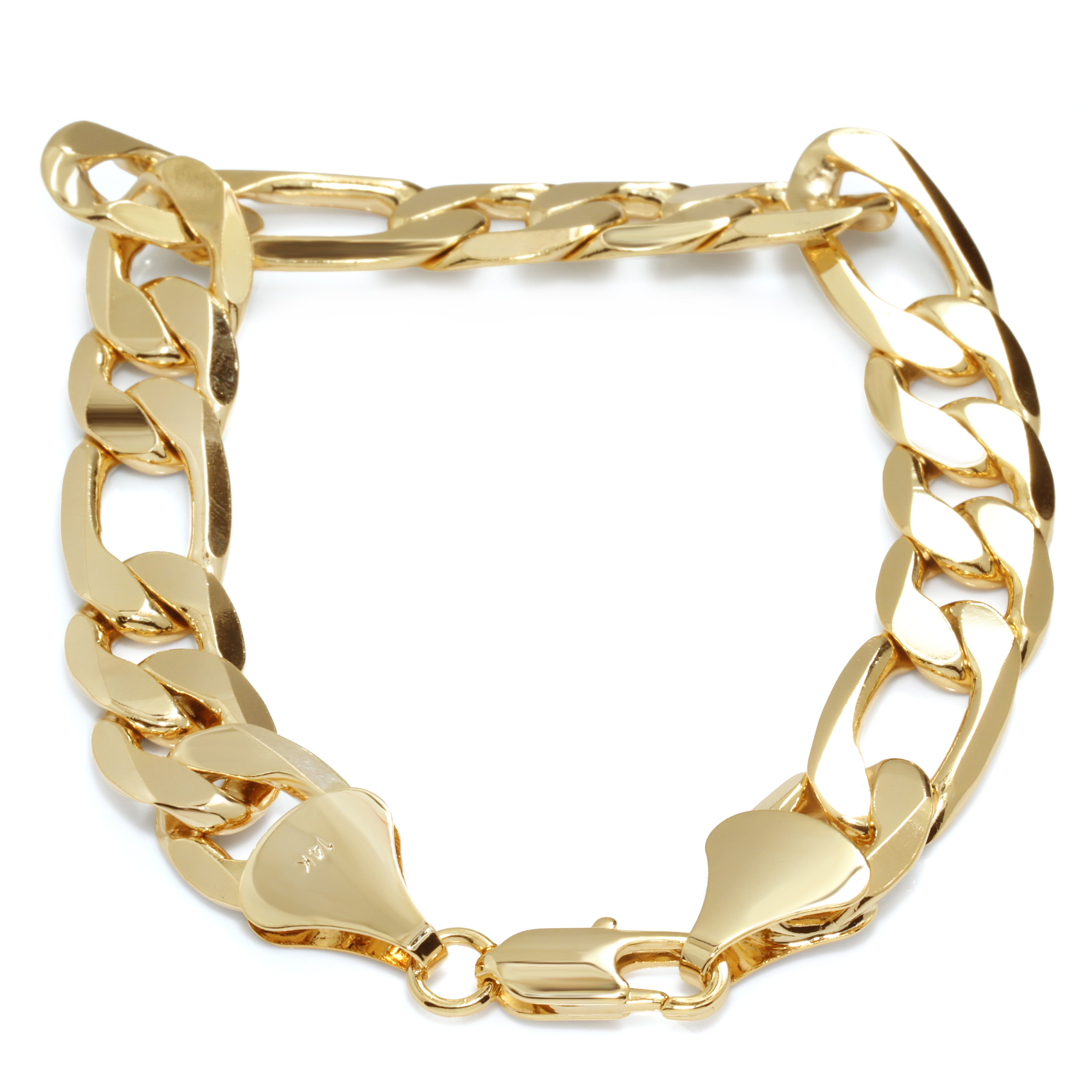 12MM/9" FIGAROM BRACELET – Heavy, Bold, Statement Piece 14k STAMPED