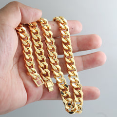 Solid Cuban Chain Necklace 10mm 30" Push Clasp
