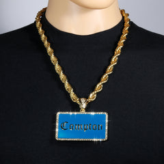 Iced Compton Bar | 14K Rope Necklace Gold Plated 10mm