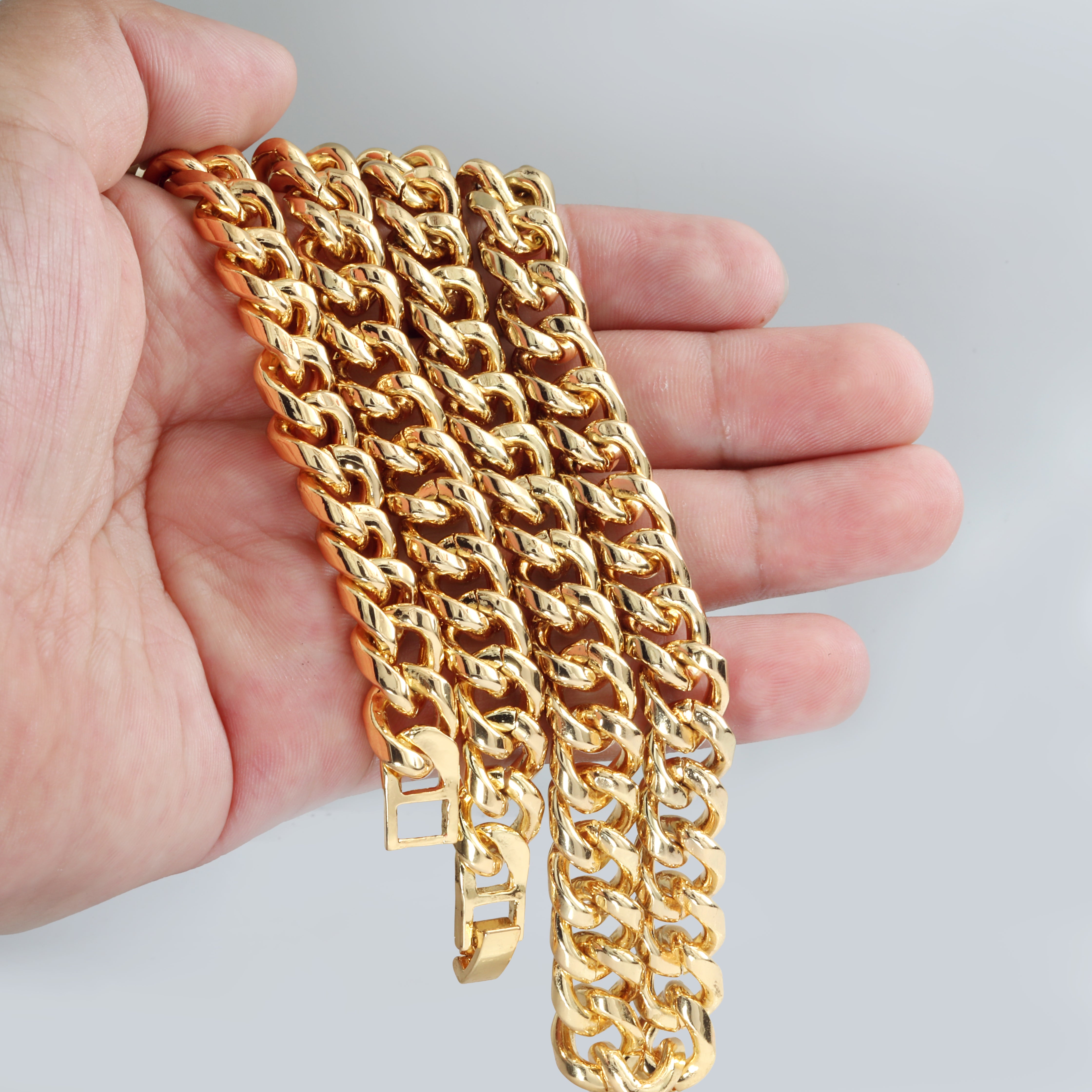 Solid Curb Cuban Chain Necklace 10mm 30" Push Clasp