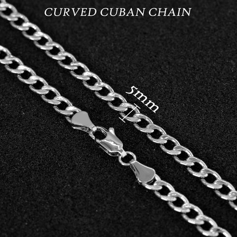 5mm Smooth Cuban Link Choker Chain 20" / 925 Silver Plated