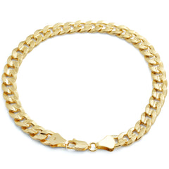 14K Frost Concave Cuban Bracelet 8.5" - 8mm Gold Plated