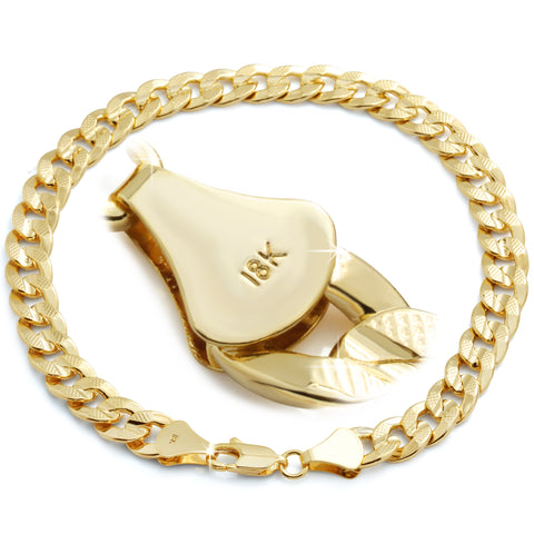 14K Frost Concave Cuban Bracelet 8.5" - 8mm Gold Plated