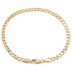 14K Flat Slim Cuban Bracelet 8" - 3mm Gold Plated