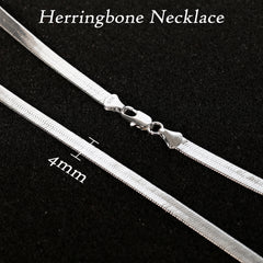 4mm Herringbone Choker Chain 20" / 925 Silver Plated