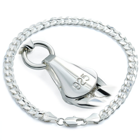 925 Concave Cuban Bracelet 8" - 6mm Silver Plated