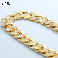 14K Concave Cuban Bracelet 8.5" - 10mm Gold Plated