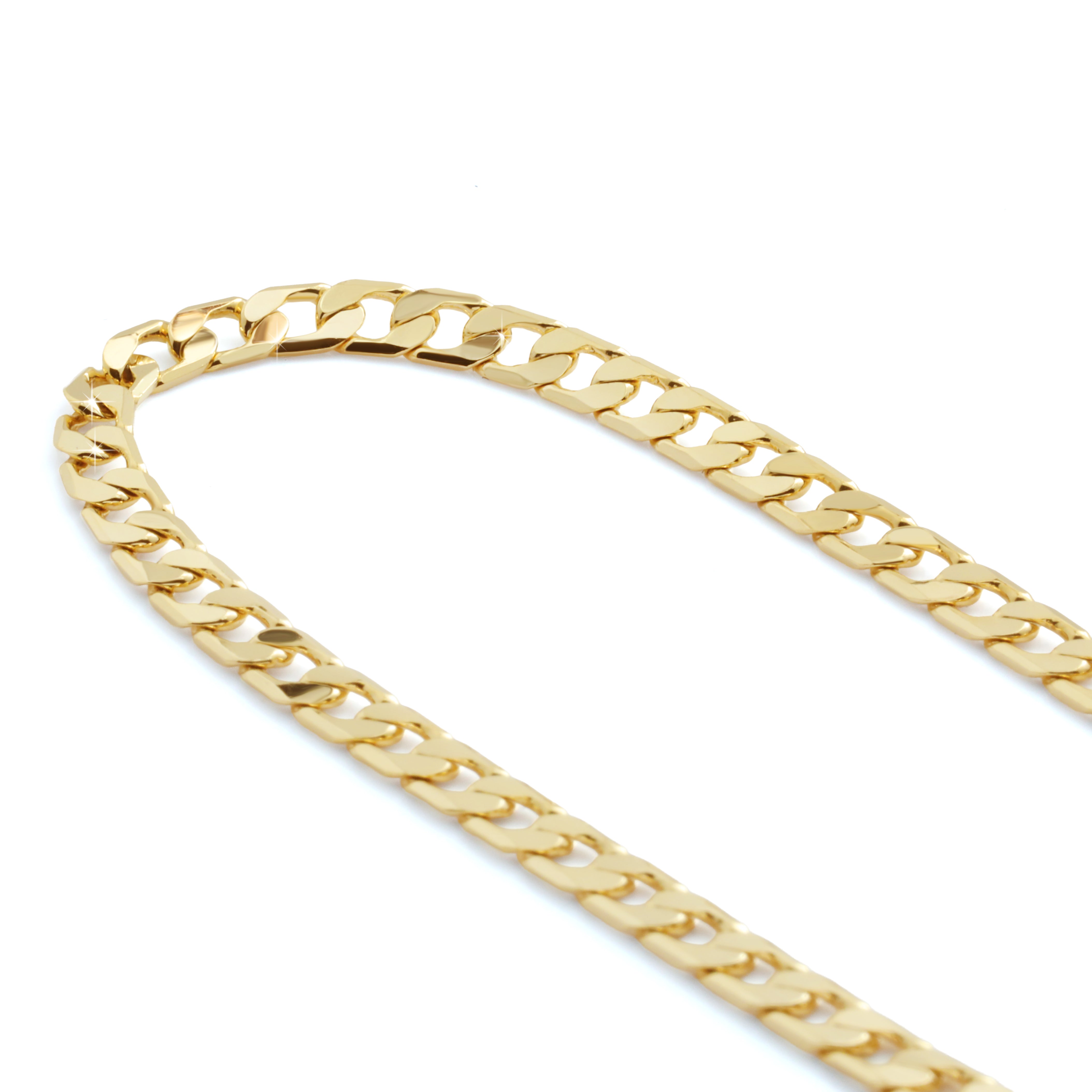 14K Flat Slim Cuban Bracelet 8" - 3mm Gold Plated