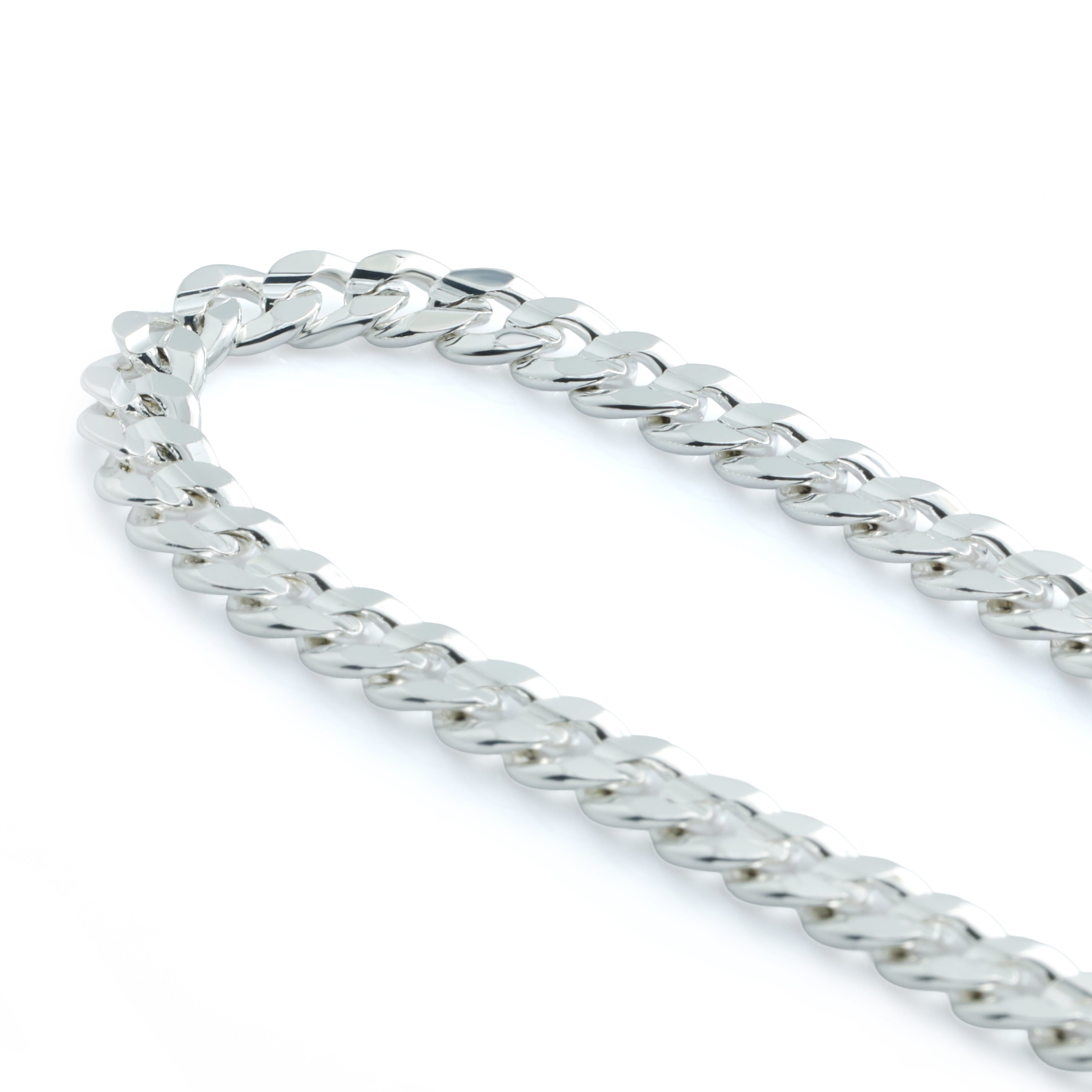 925 Concave Cuban Bracelet 8" - 6mm Silver Plated
