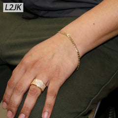 14K Flat Slim Cuban Bracelet 8" - 3mm Gold Plated