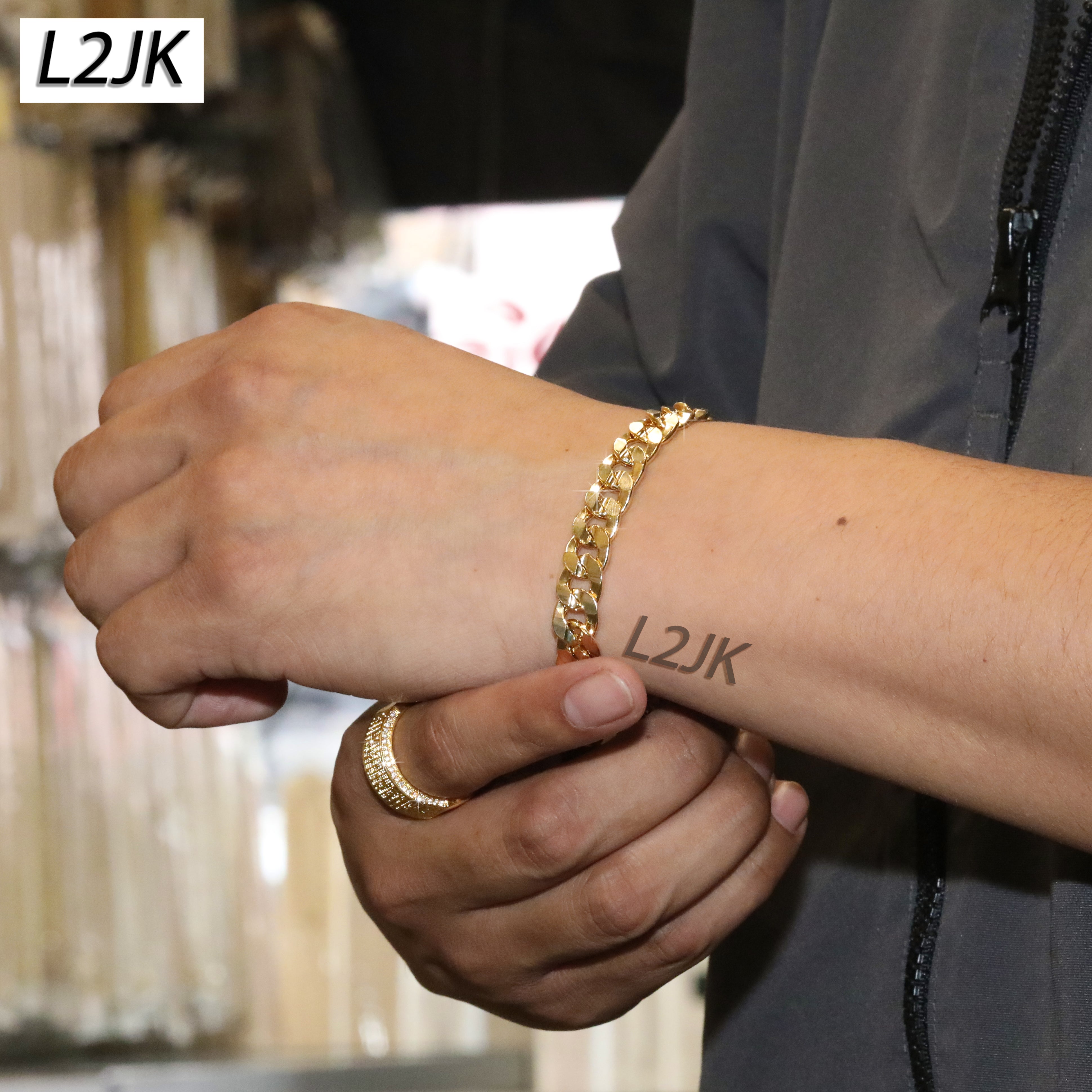 14K Concave Cuban Bracelet 8.5" - 10mm Gold Plated