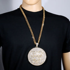 XL - BIG 23 Medallion Fully Iced | Curb Cuban Necklace Gold Plated