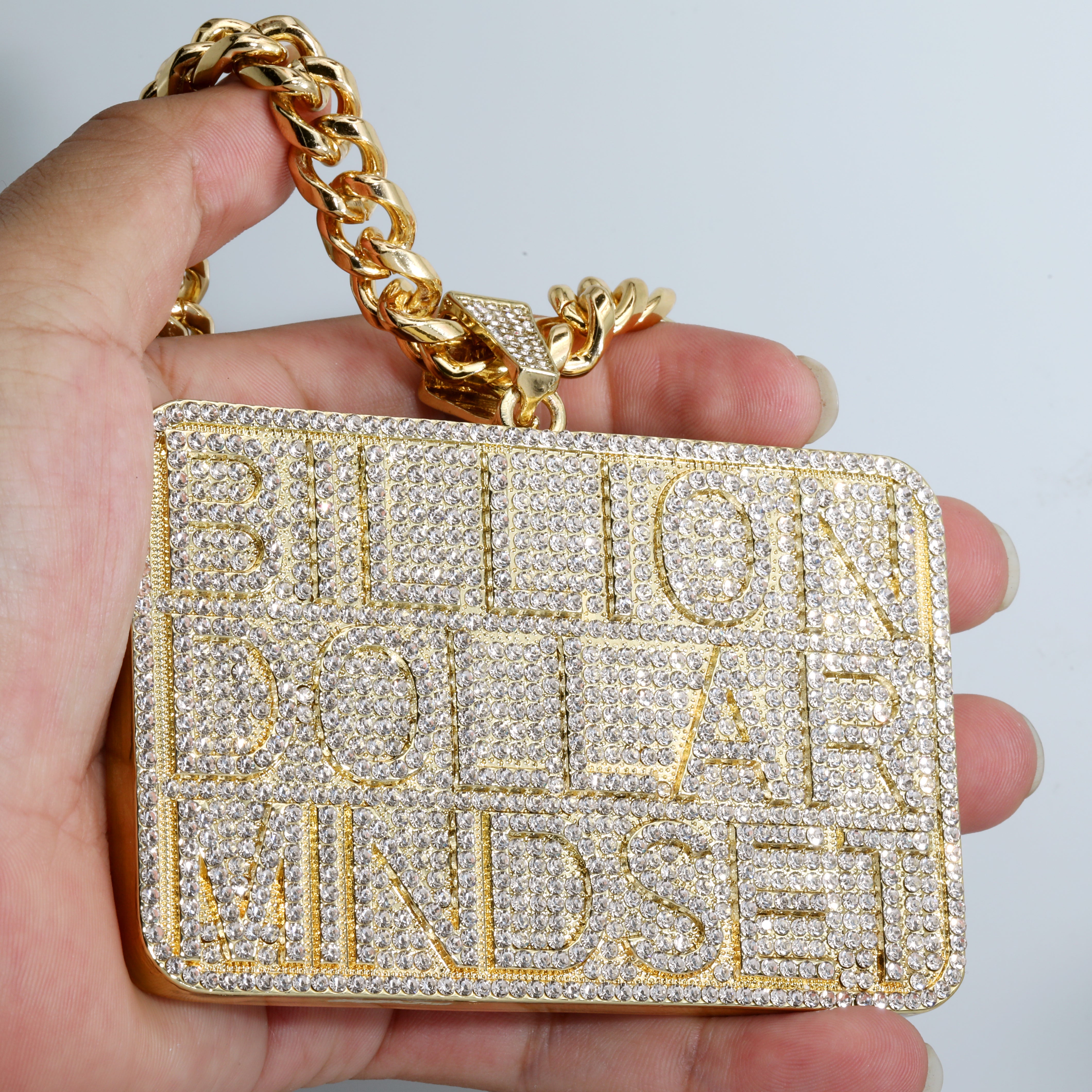 Huge XL - Billion Dollar Bar Fully Iced | Curb Cuban Necklace Gold Plated